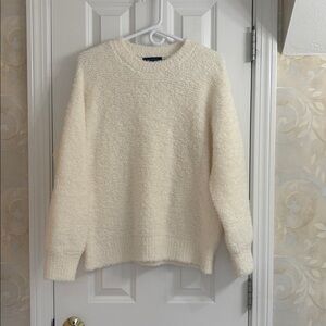 Ann Taylor Off White Boucle Sweater with Round Neck. NWT